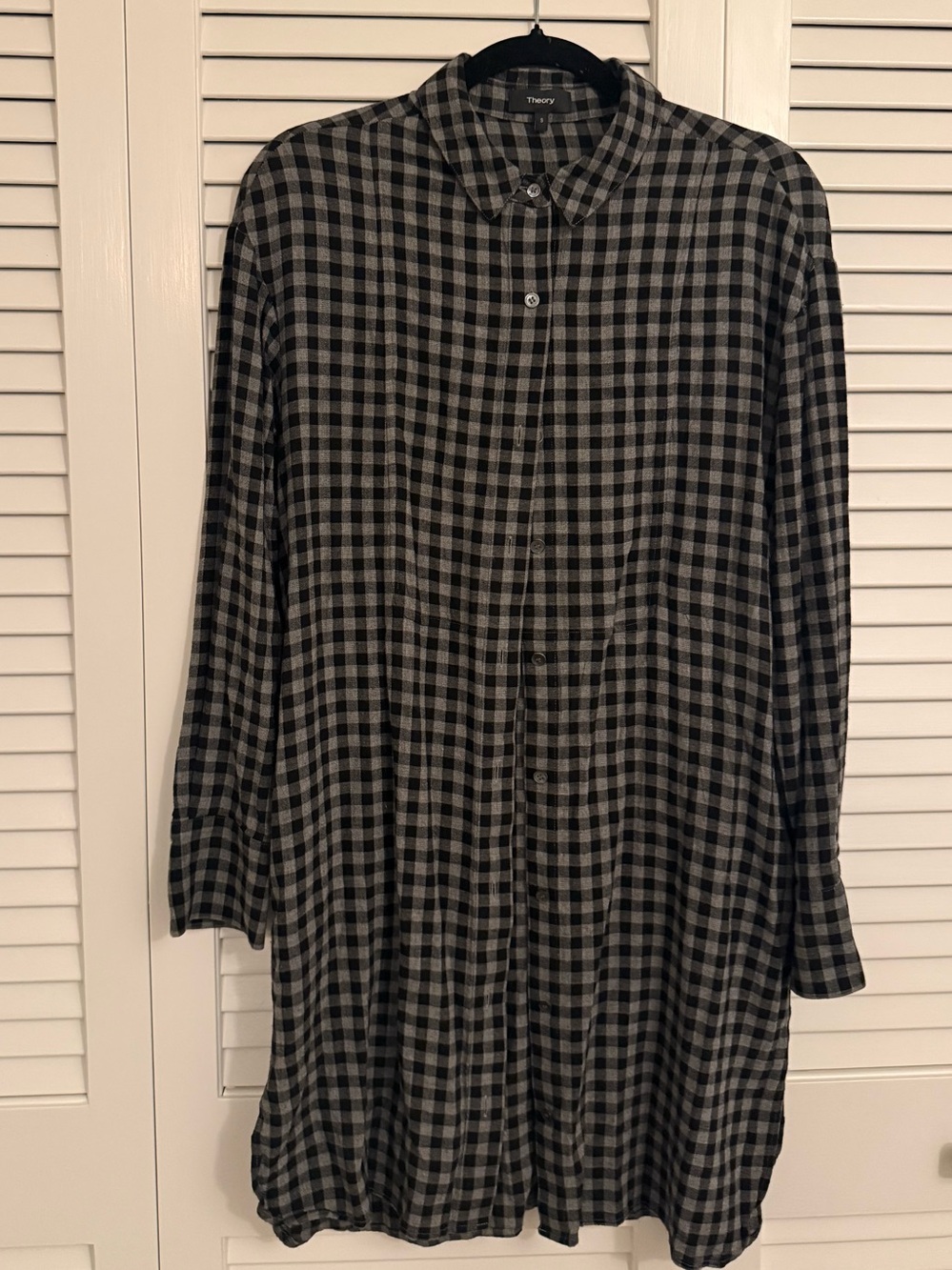 Theory Y2K Grunge Style Shirt Dress Soft Light Wool Blend Long Sleeve P XS S